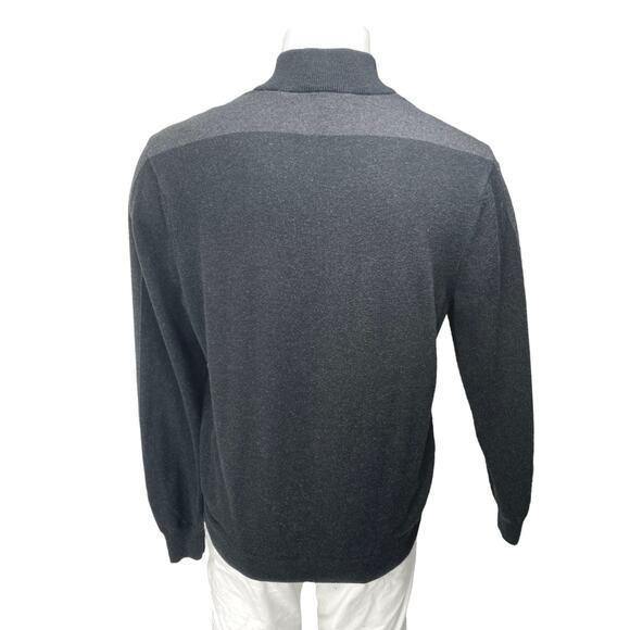 Perry Ellis Men's Black 1/4 Zip High Neck Long Sleeve Sweatshirt Sweater Top L - Picture 2 of 3